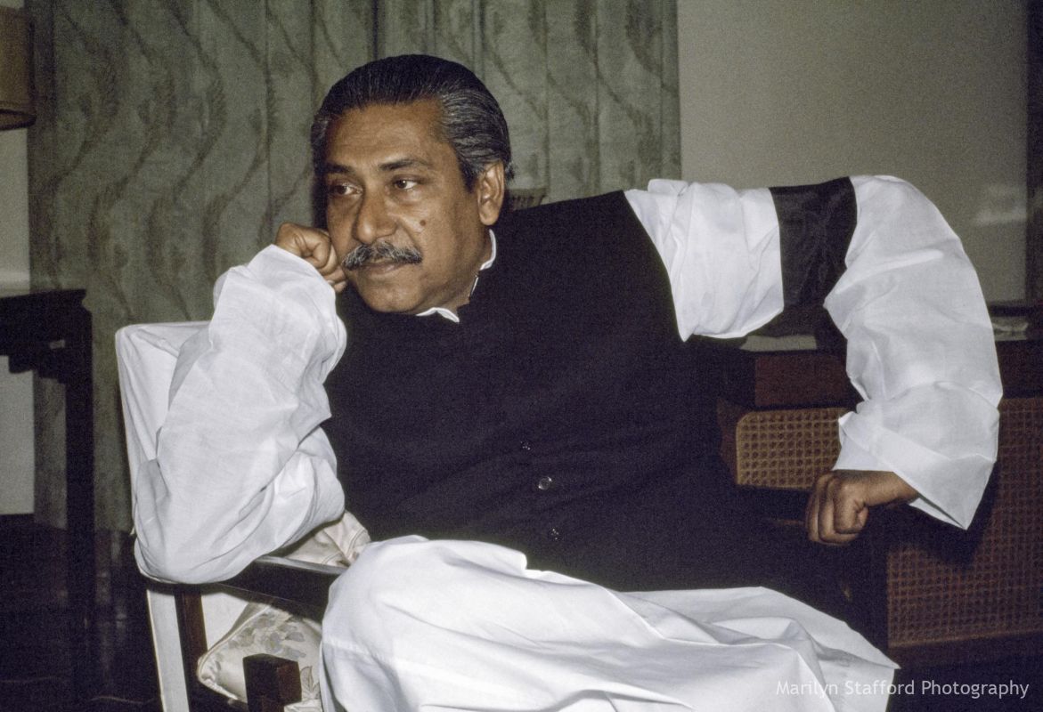 Sheikh Mujibur Rahman, Dhaka, Bangladesh, 1972. The Prime Minister of Bangladesh from 1971 until his assassination in 1975.