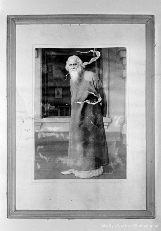 Destroyed photograph of Rabindranath Tagore, in the ransacked home Sheikh Mujibur Rahman, Gopalganj District, 1972. Tagore was a leading Bengali philosopher, composer and poet.
