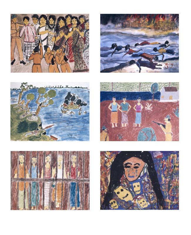 Paintings created by child victims of the Bangladesh Liberation War, Dhaka, 1972.