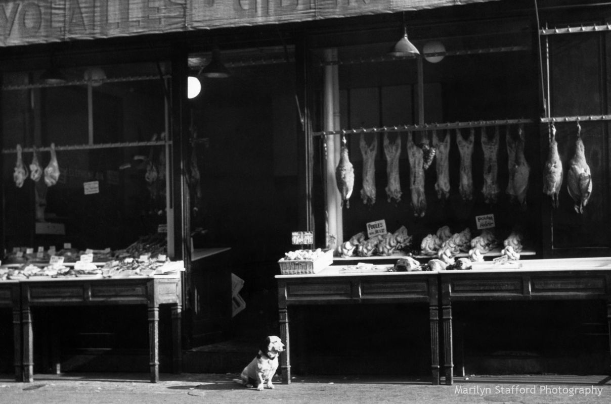 Local butcher shop, Paris, c1950.
